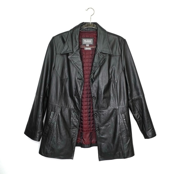 Wilson Leather Blazer Style Black Leather Jacket Women’s Size Large Button Front - Picture 3 of 12
